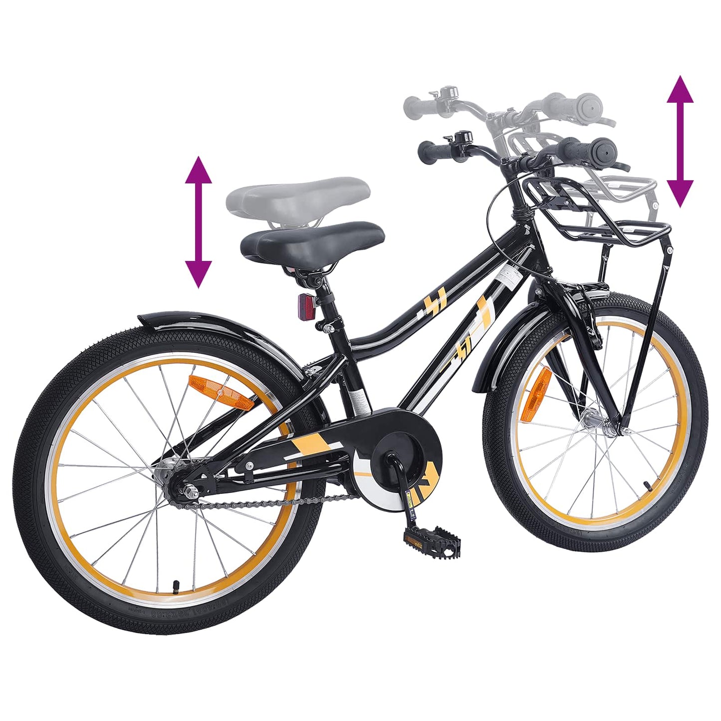 vidaXL Kids Bike 20 Inches for 6-11 Years Old Orange Black