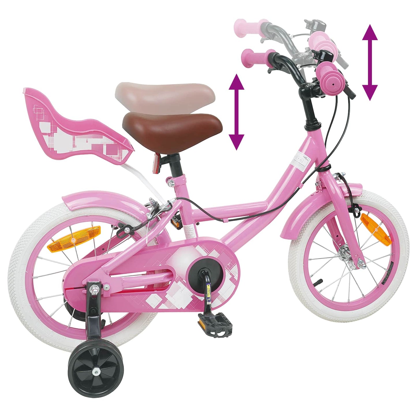 vidaXL Kids Bike 12 Inches for 2-4 Years Old Light Pink