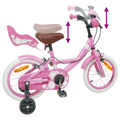 vidaXL Kids Bike 12 Inches for 2-4 Years Old Light Pink