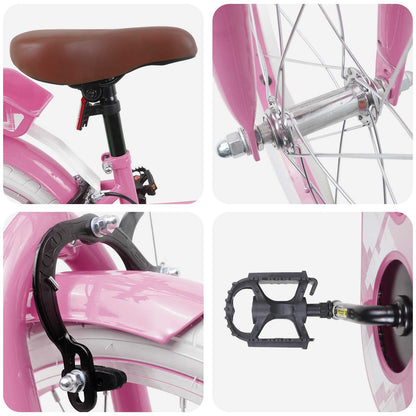 vidaXL Kids Bike 18 Inches for 5-7 Years Old Light Pink
