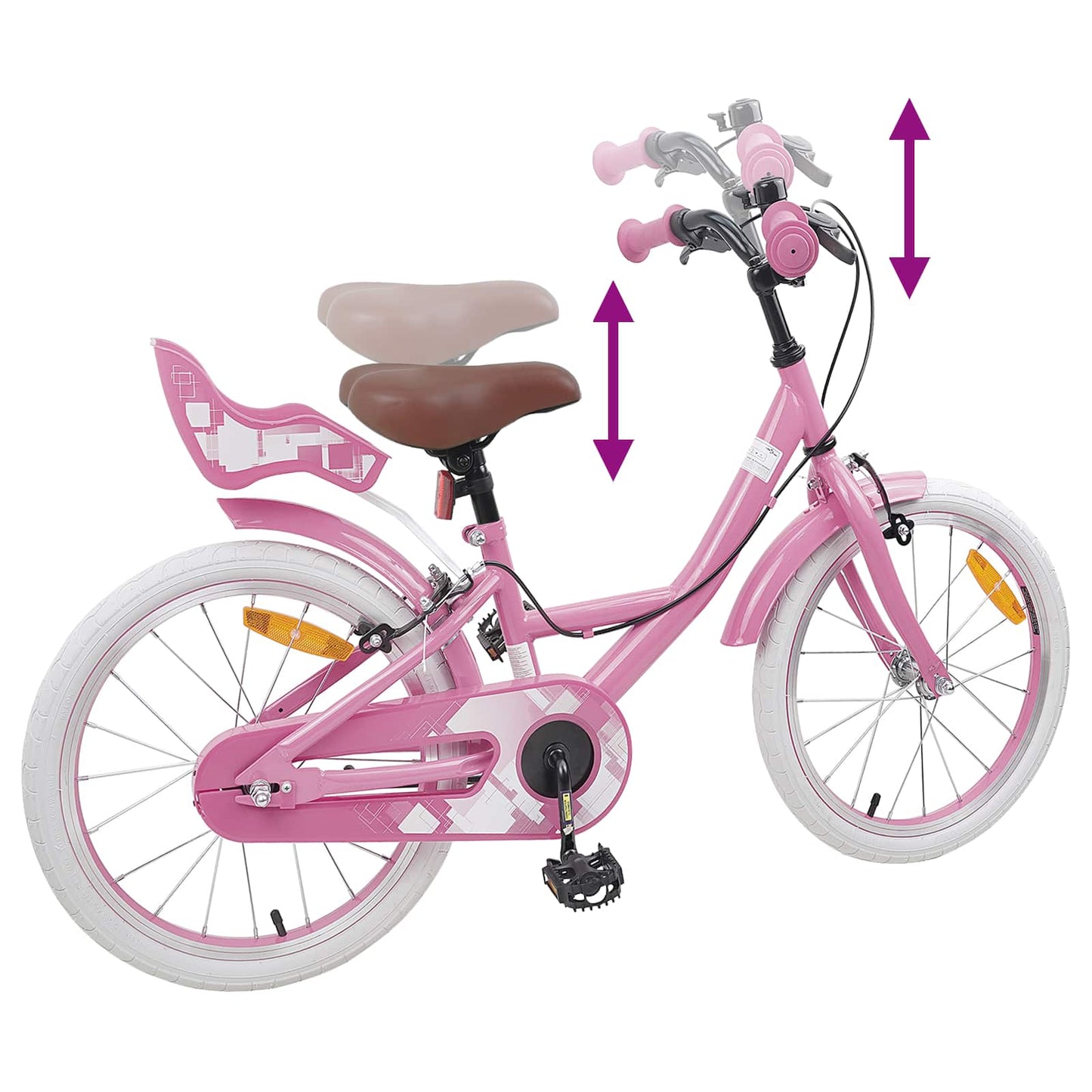 vidaXL Kids Bike 18 Inches for 5-7 Years Old Light Pink