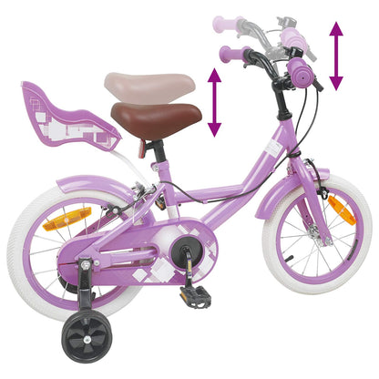 vidaXL Kids Bike 14 Inches for 3-5 Years Old Purple