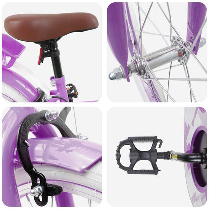 vidaXL Kids Bike 18 Inches for 5-7 Years Old Purple