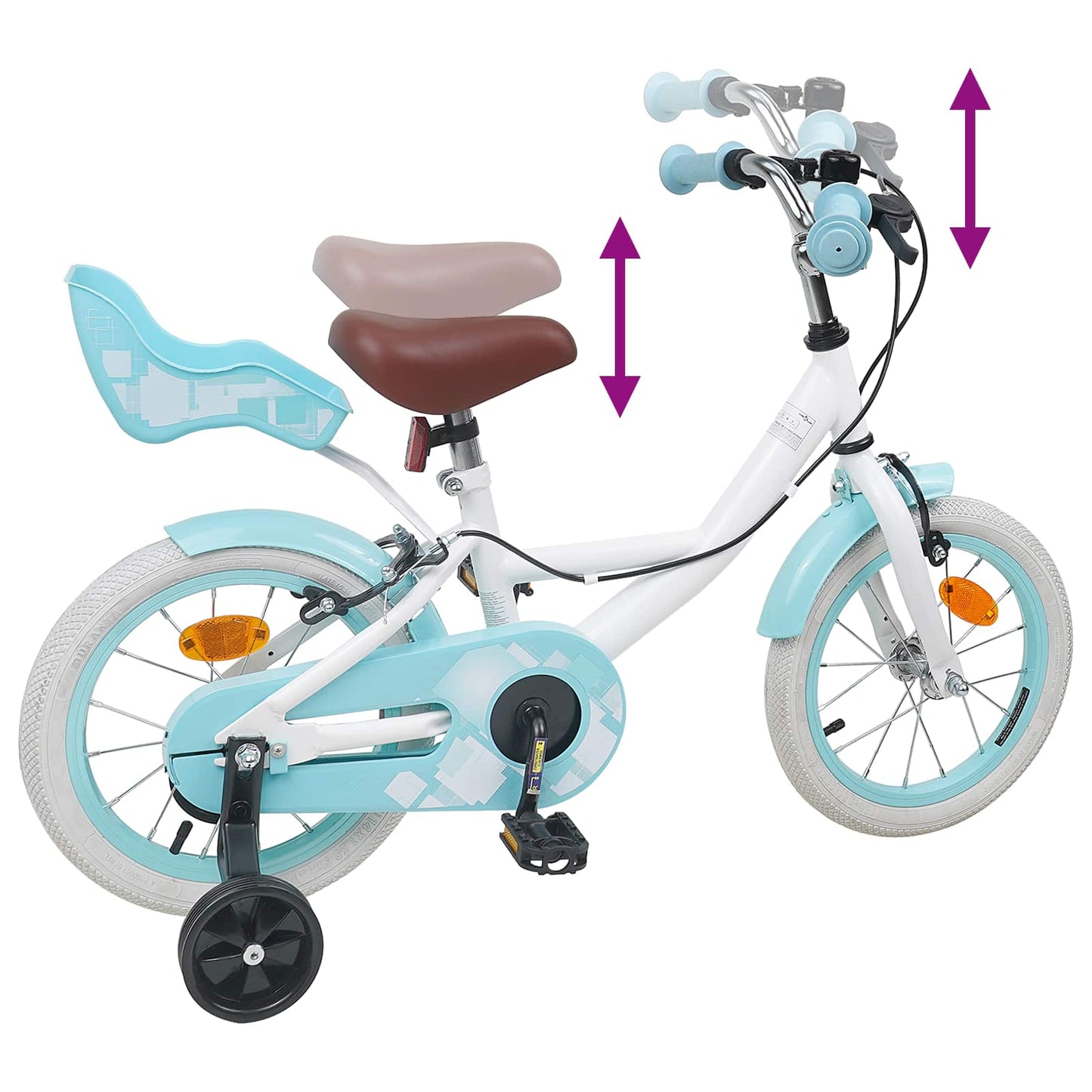 vidaXL Kids Bike 14 Inches for 3-5 Years Old White