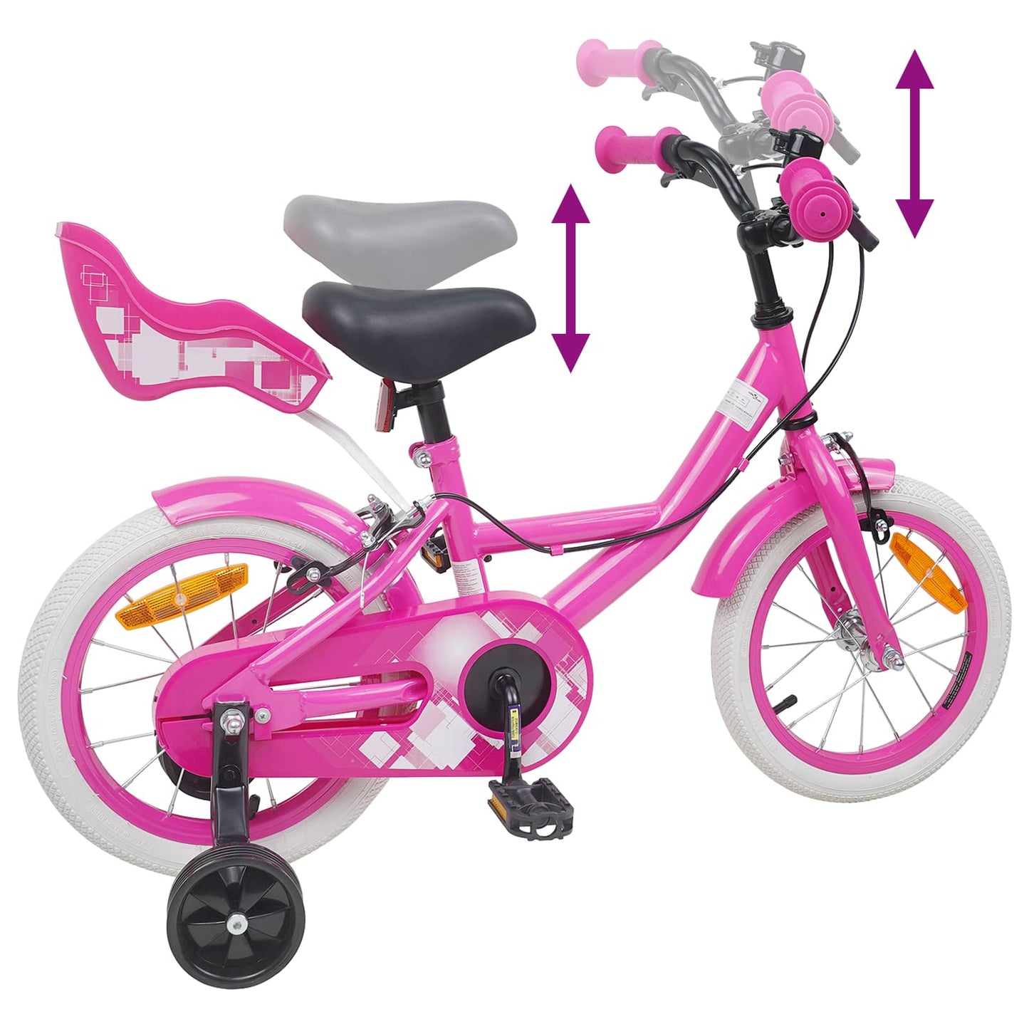 vidaXL Kids Bike 14 Inches for 3-5 Years Old Pink