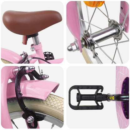 vidaXL Kids Bike 16 Inches for 4-6 Years Old Light Pink