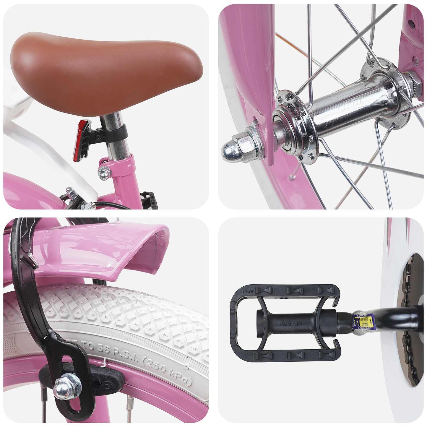 vidaXL Kids Bike 14 Inches for 3-5 Years Old Light Pink