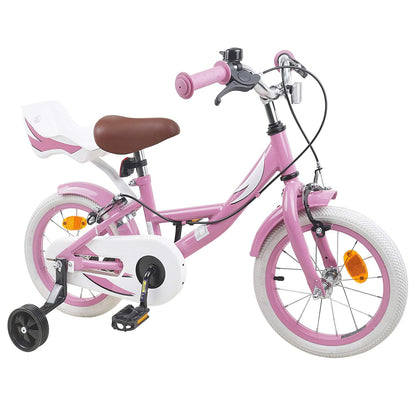 vidaXL Kids Bike 14 Inches for 3-5 Years Old Light Pink