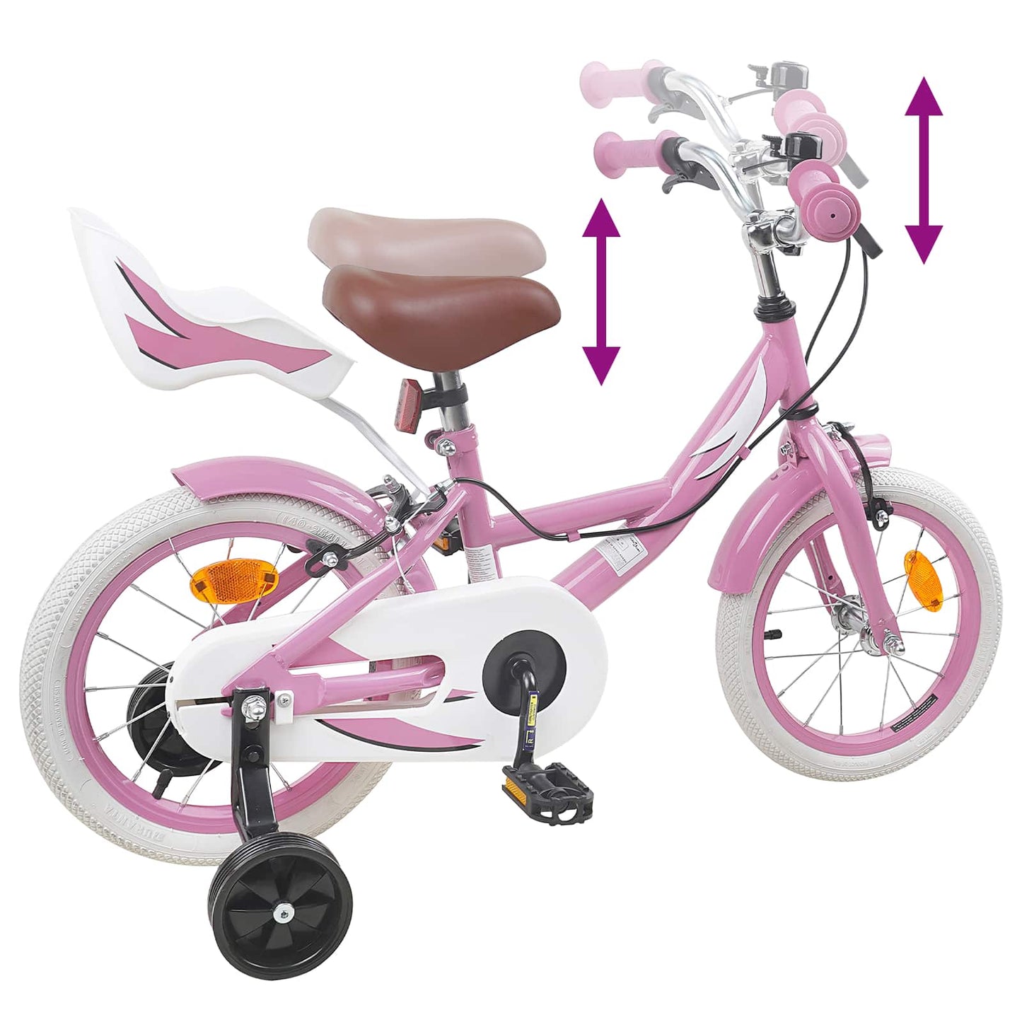 vidaXL Kids Bike 14 Inches for 3-5 Years Old Light Pink