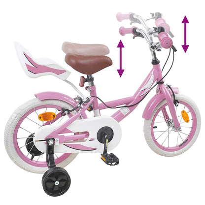 vidaXL Kids Bike 14 Inches for 3-5 Years Old Light Pink