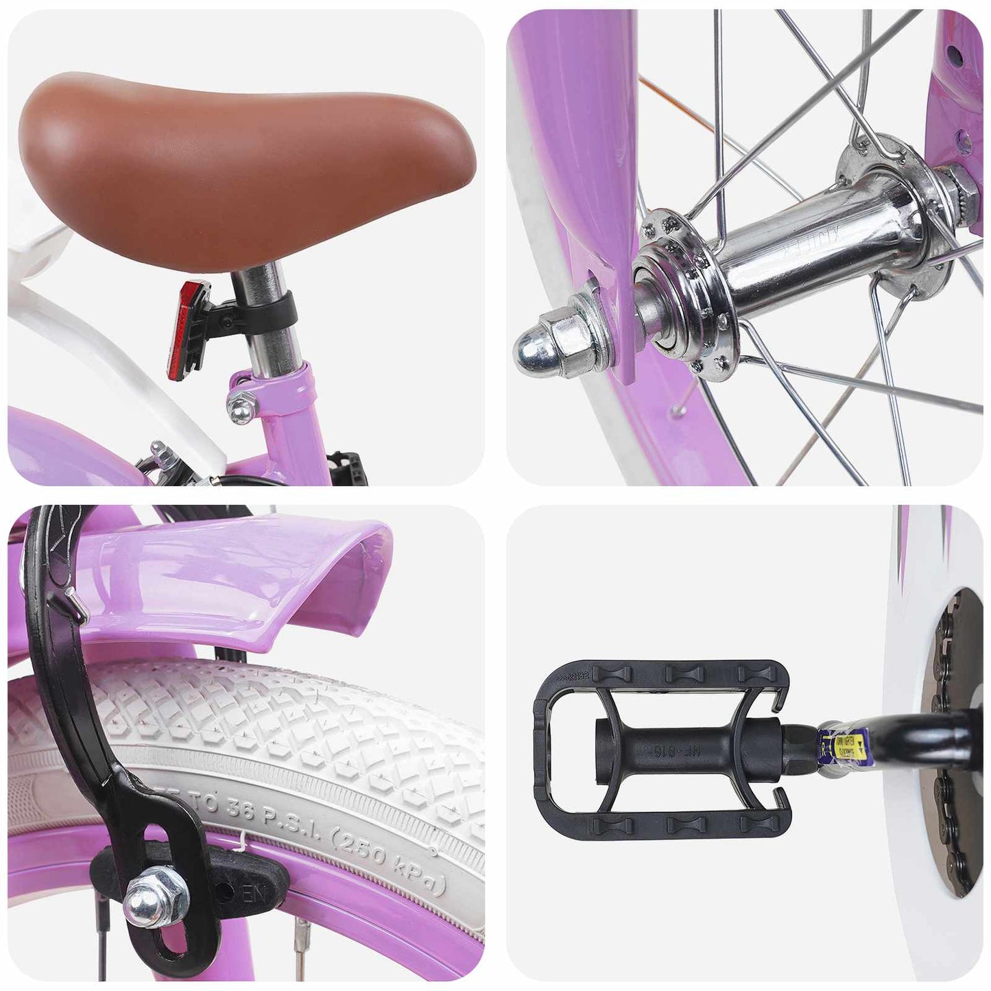 vidaXL Kids Bike 12 Inches for 2-4 Years Old Purple