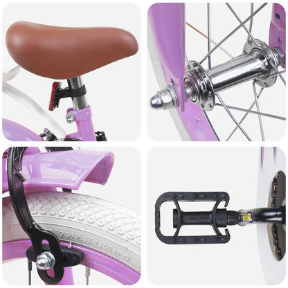 vidaXL Kids Bike 14 Inches for 3-5 Years Old Purple