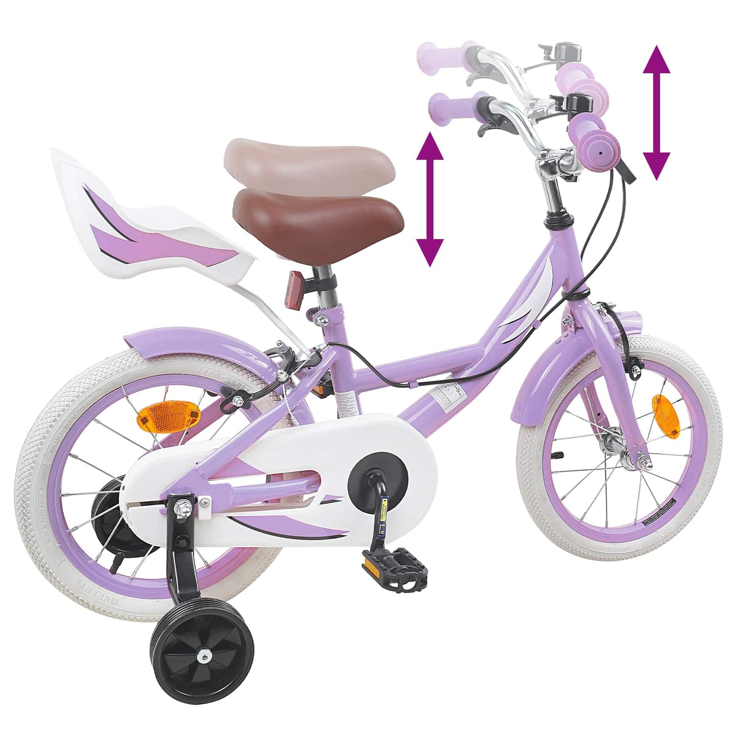 vidaXL Kids Bike 14 Inches for 3-5 Years Old Purple