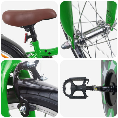 vidaXL Kids Bike 18 Inches for 5-7 Years Old Green