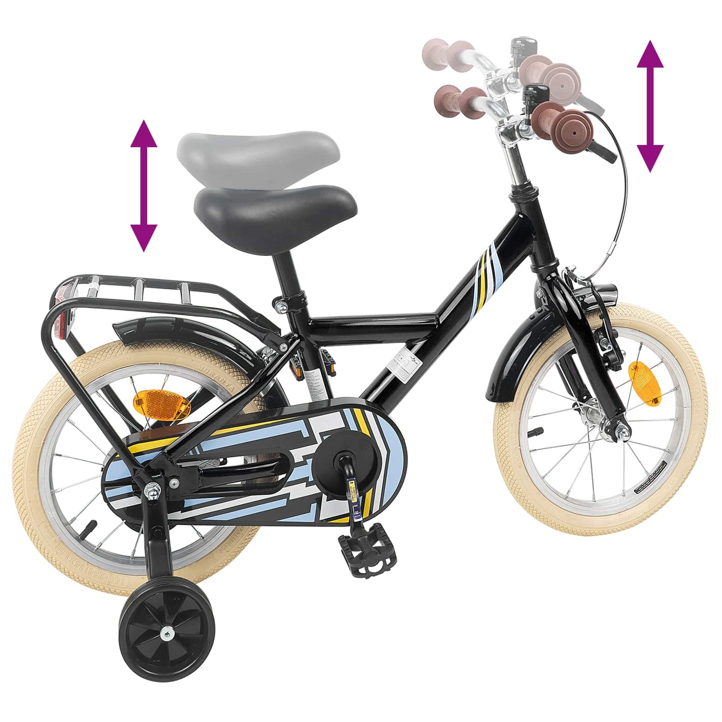 vidaXL Kids Bike 12 Inches for 2-4 Years Old Black
