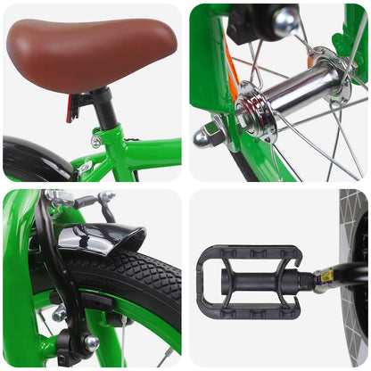 vidaXL Kids Bike 14 Inches for 3-5 Years Old Green