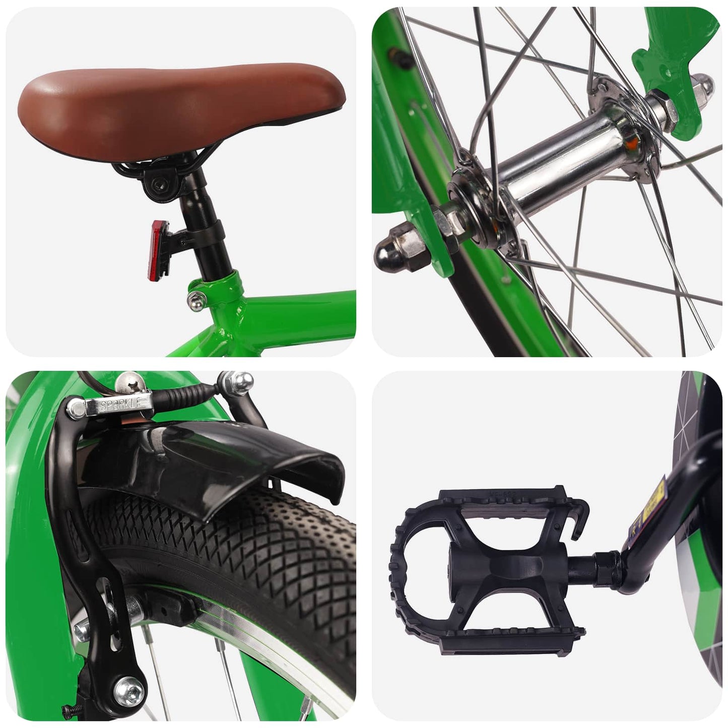 vidaXL Kids Bike 18 Inches for 5-7 Years Old Green