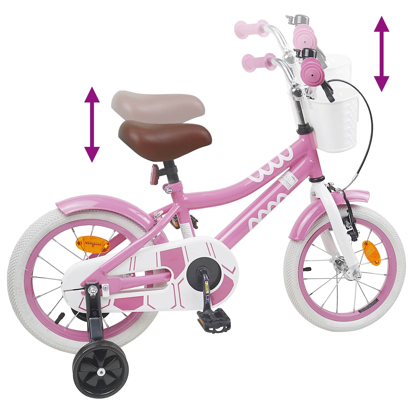 vidaXL Kids Bike 12 Inches for 2-4 Years Old Light Pink