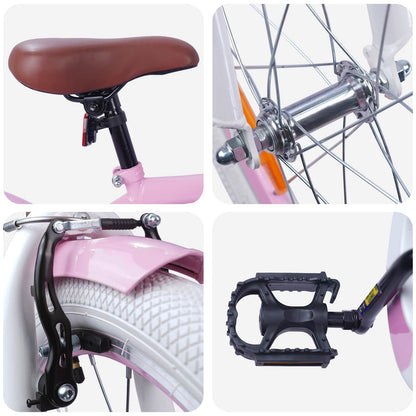 vidaXL Kids Bike 18 Inches for 5-7 Years Old Light Pink