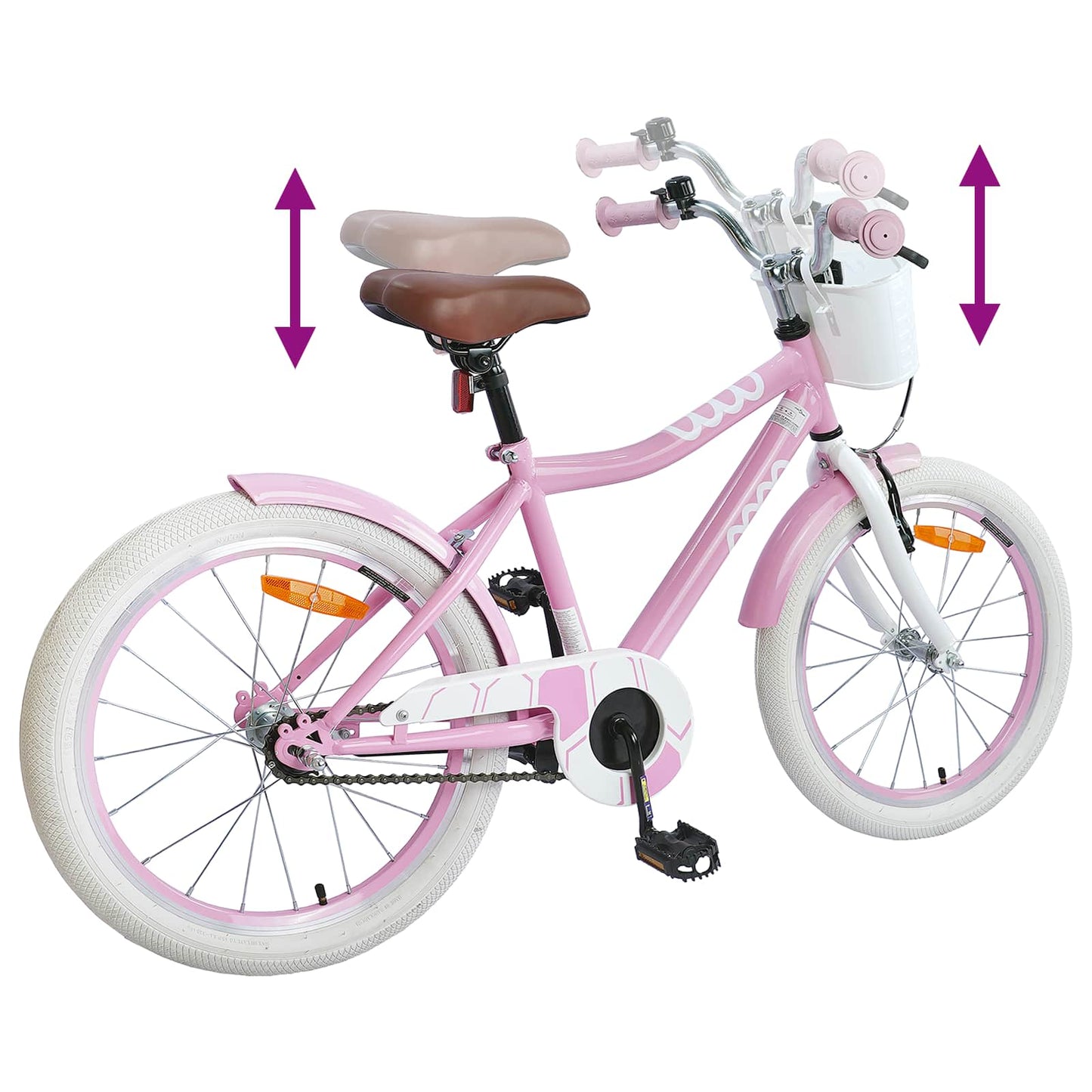 vidaXL Kids Bike 18 Inches for 5-7 Years Old Light Pink