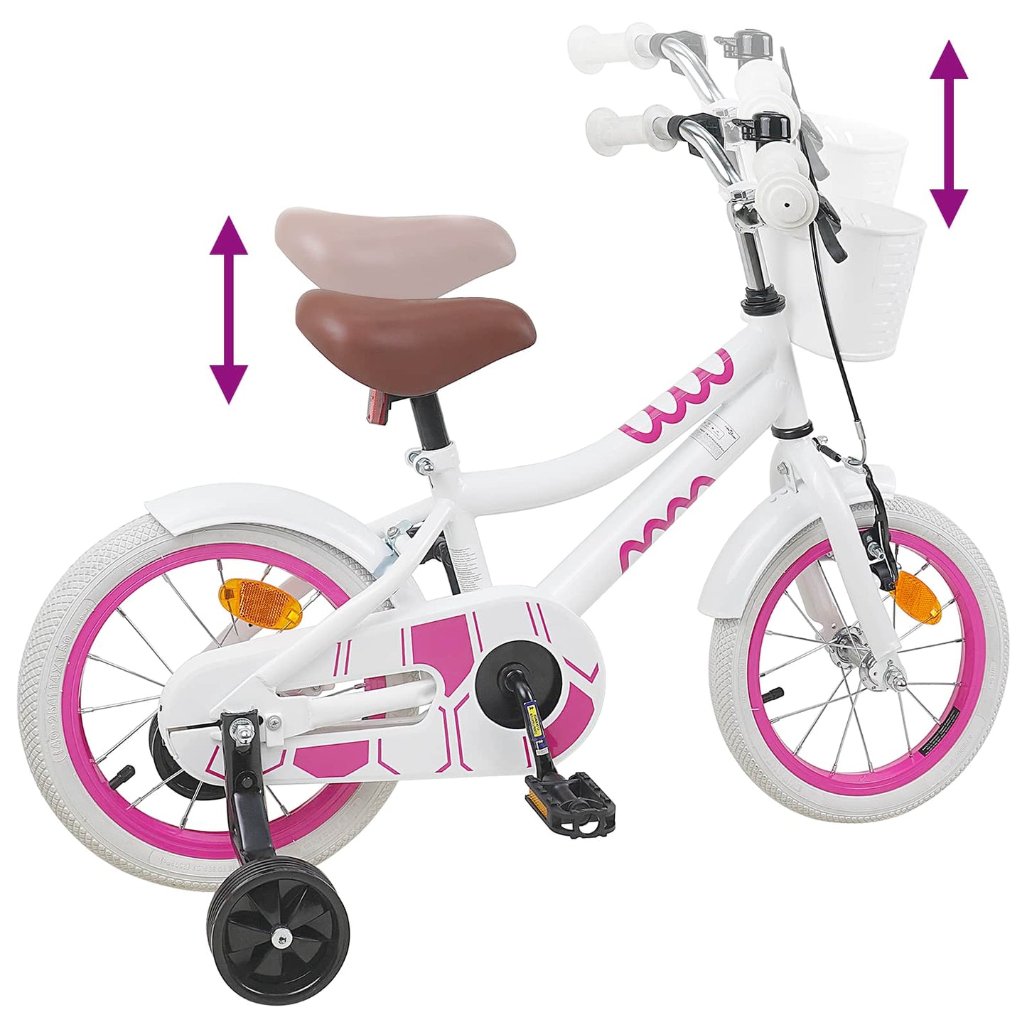 vidaXL Kids Bike 14 Inches for 3-5 Years Old White