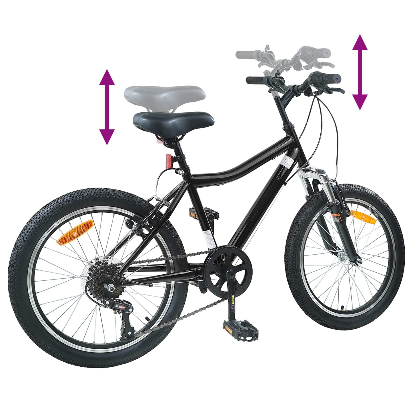 vidaXL Kids Bike 20'' 6-Speed for 6-11 Years Old Black