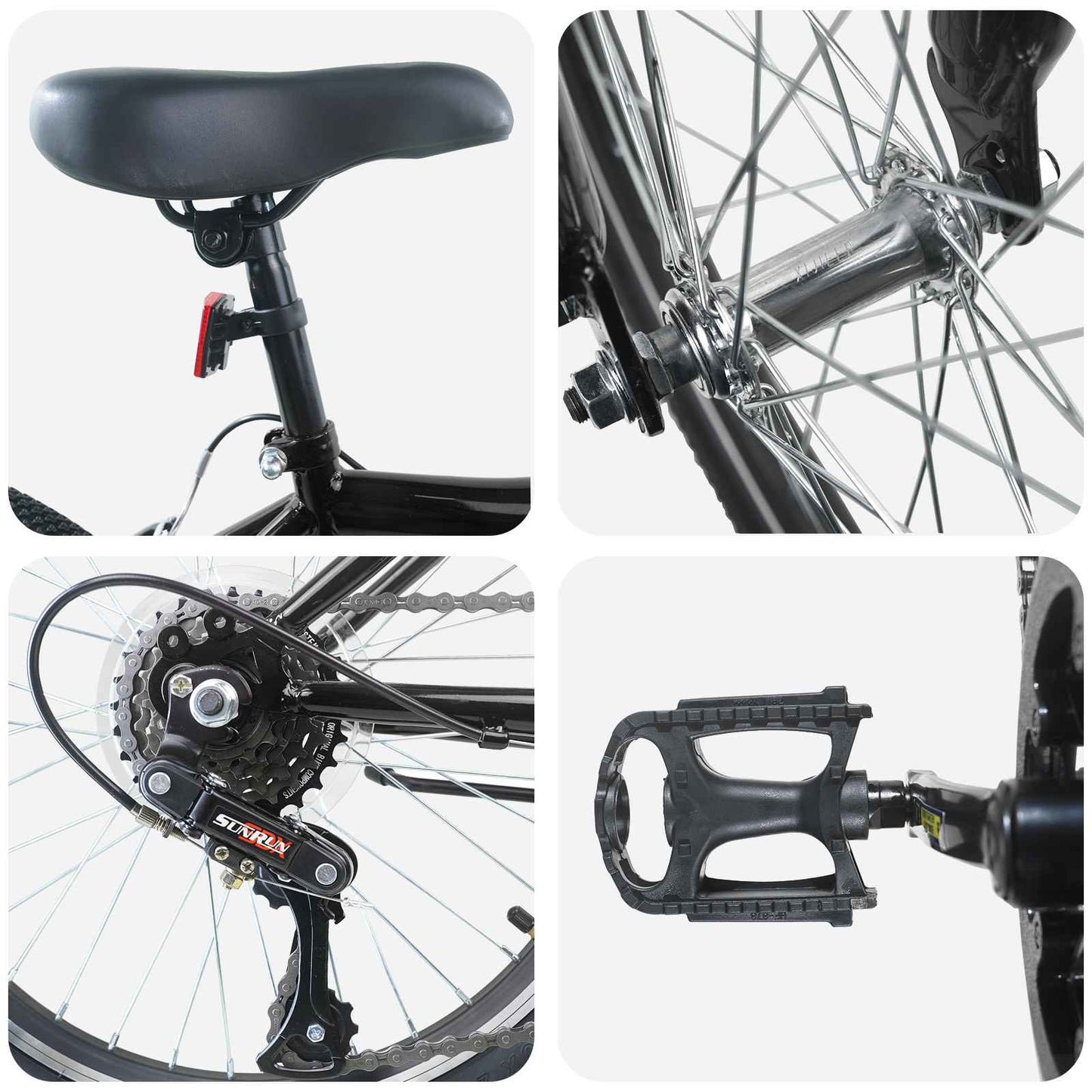 vidaXL Kids Bike 24'' 6-Speed for 8-12 Years Old Black