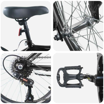 vidaXL Kids Bike 24'' 6-Speed for 8-12 Years Old Black