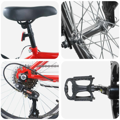 vidaXL Kids Bike 24'' 6-Speed for 8-12 Years Old Red
