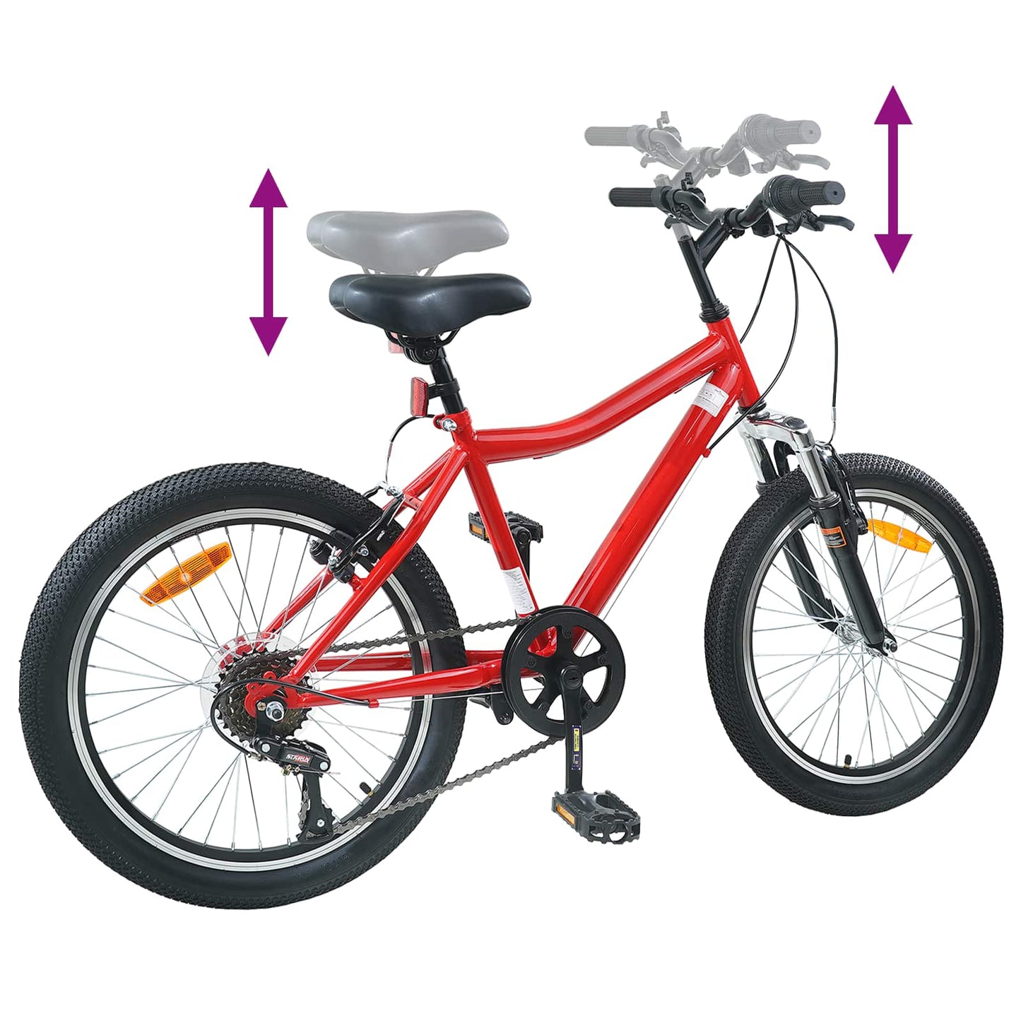 vidaXL Kids Bike 24'' 6-Speed for 8-12 Years Old Red