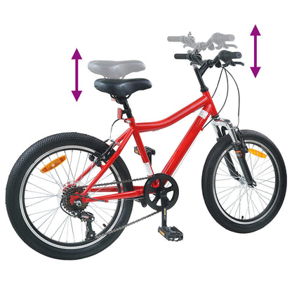 vidaXL Kids Bike 24'' 6-Speed for 8-12 Years Old Red