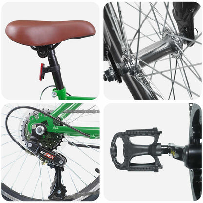 vidaXL Kids Bike 24'' 6-Speed for 8-12 Years Old Green