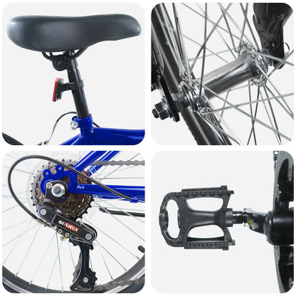 vidaXL Kids Bike 24'' 6-Speed for 8-12 Years Old Dark Blue