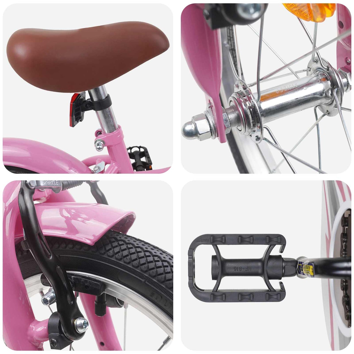 vidaXL Kids Bike 14 Inches for 3-5 Years Old Light Pink