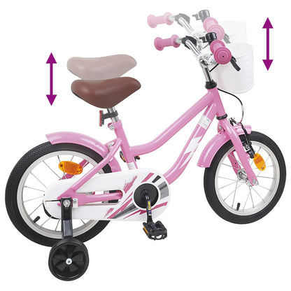 vidaXL Kids Bike 14 Inches for 3-5 Years Old Light Pink