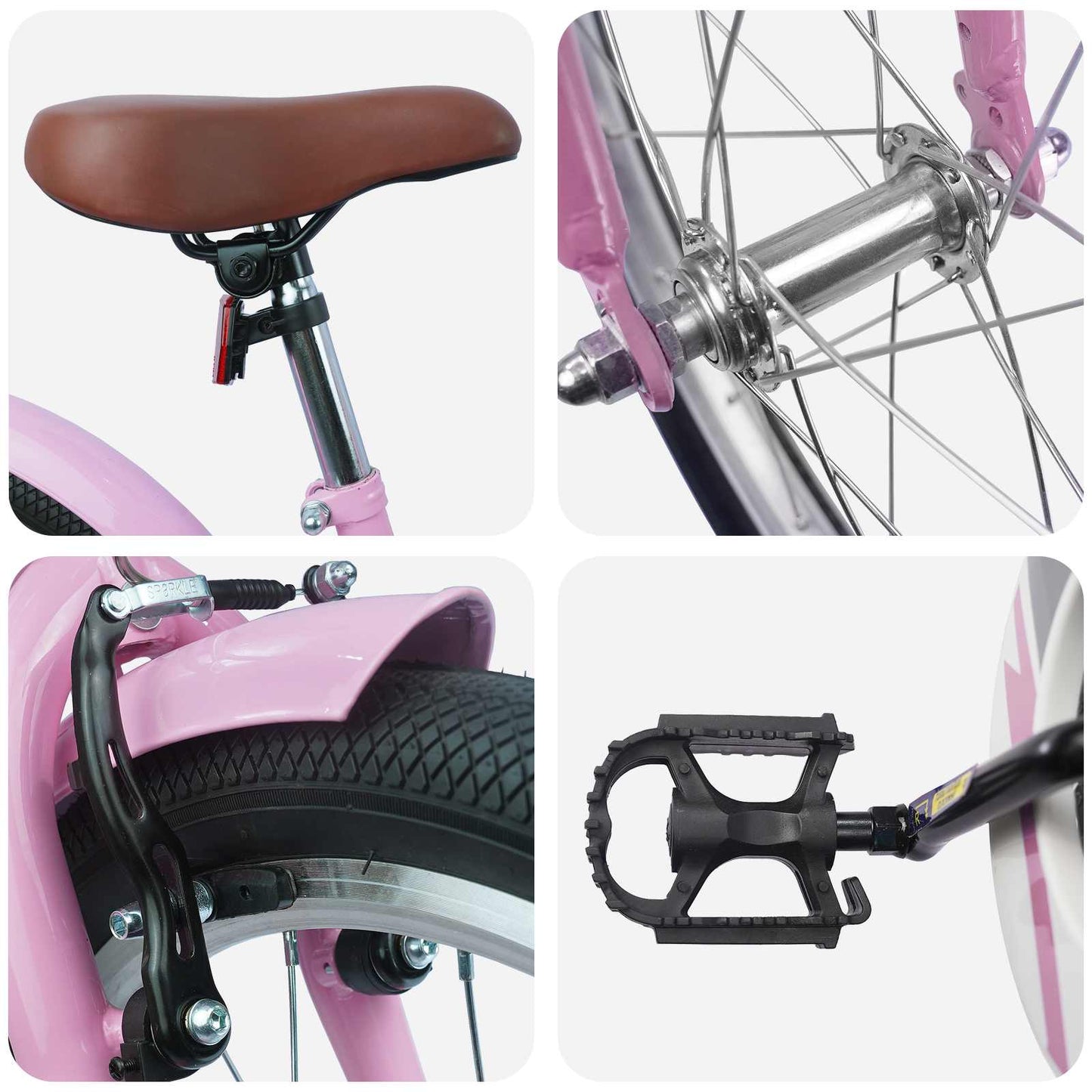 vidaXL Kids Bike 18 Inches for 5-7 Years Old Light Pink