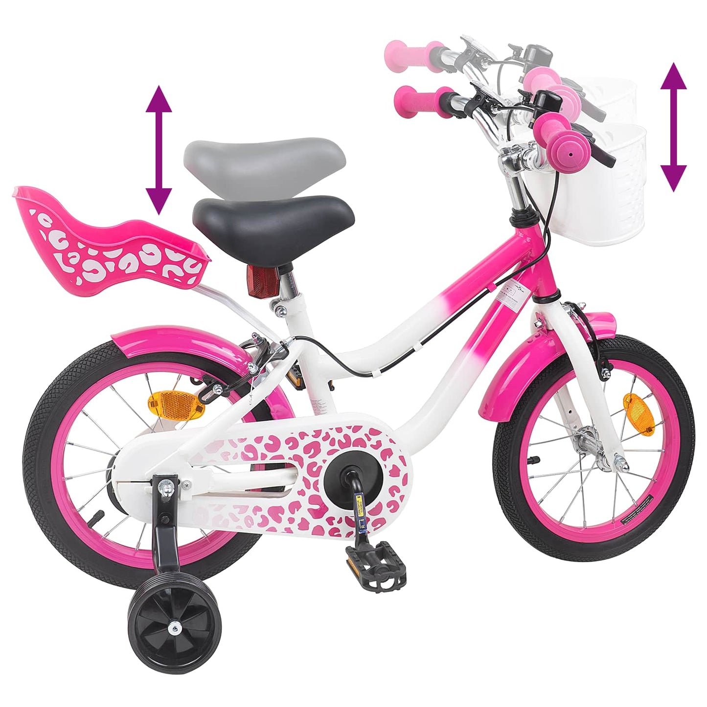 vidaXL Kids Bike with Training Wheels 12 Inches for 2-4 Years Old Pink
