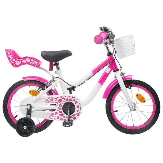 vidaXL Kids Bike with Training Wheels 16 Inches for 4-6 Years Old Pink