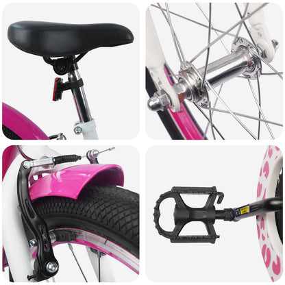 vidaXL Kids Bike with Training Wheels 18 Inches for 5-7 Years Old Pink
