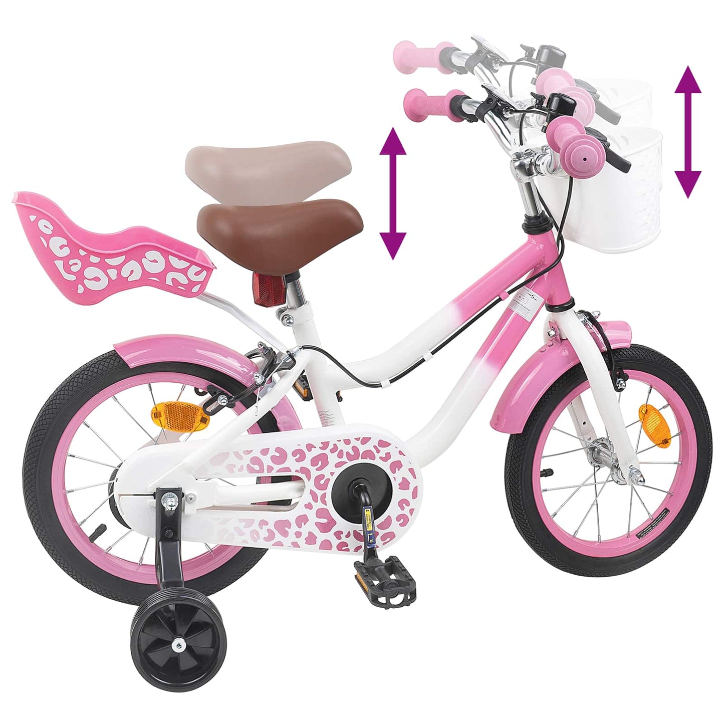 vidaXL Kids Bike 12 Inches for 2-4 Years Old Light Pink
