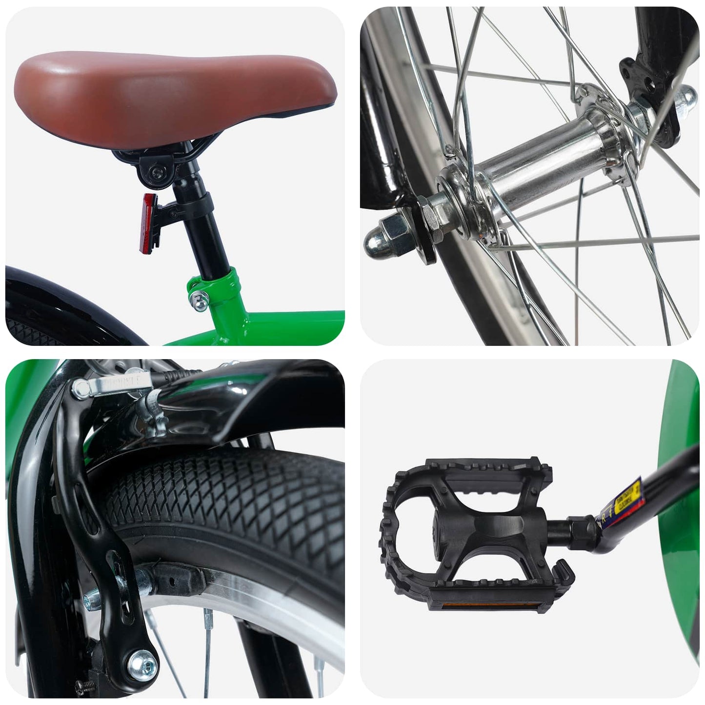 vidaXL Kids Bike 18 Inches for 5-7 Years Old Green