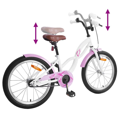 vidaXL Kids Bike 18 Inches for 5-7 Years Old White
