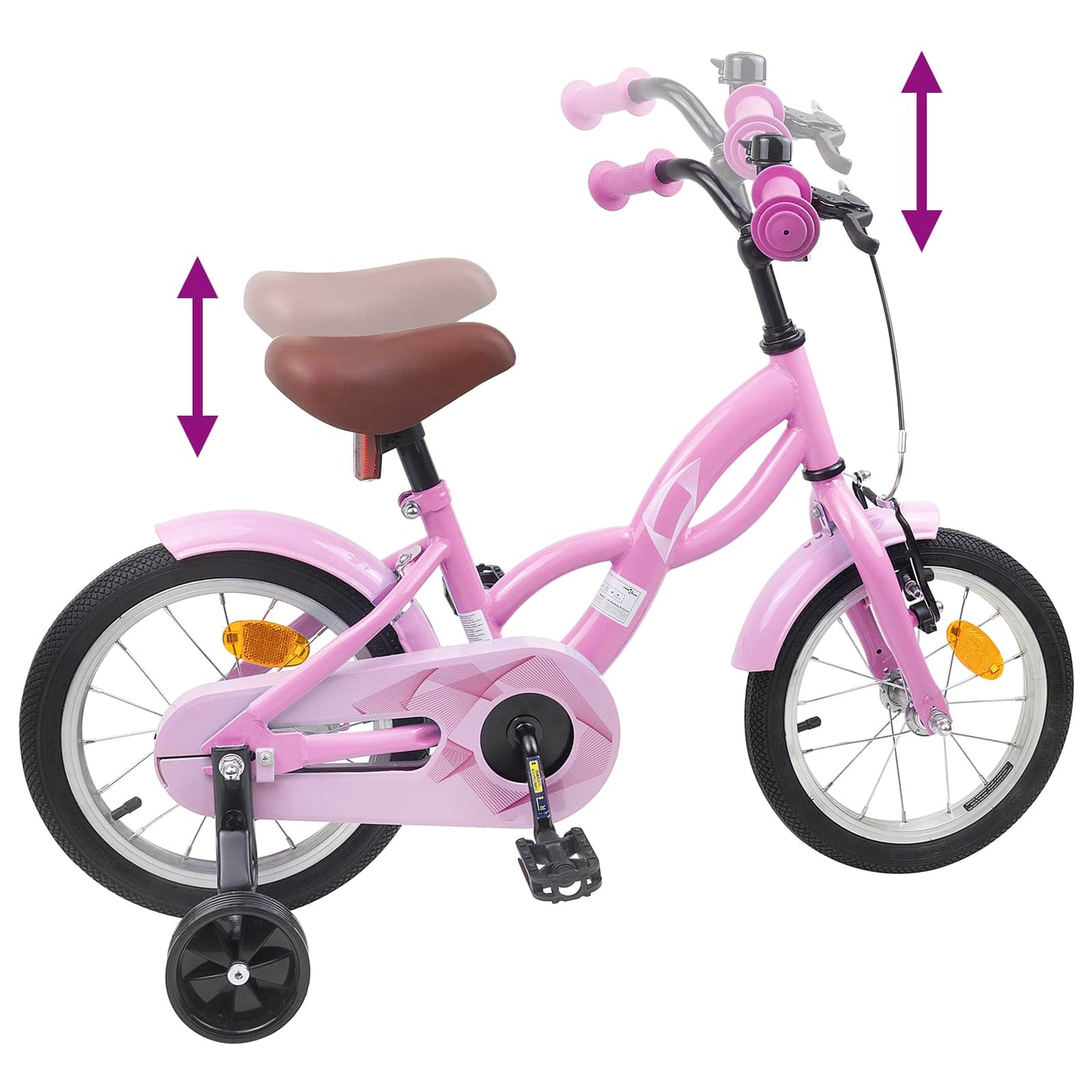 vidaXL Kids Bike 12 Inches for 2-4 Years Old Light Pink