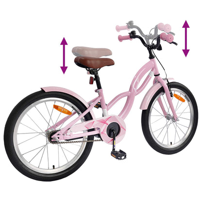 vidaXL Kids Bike 18 Inches for 5-7 Years Old Light Pink