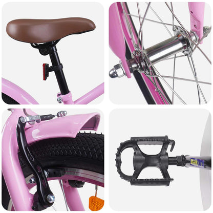 vidaXL Kids Bike 18 Inches for 5-7 Years Old Light Pink