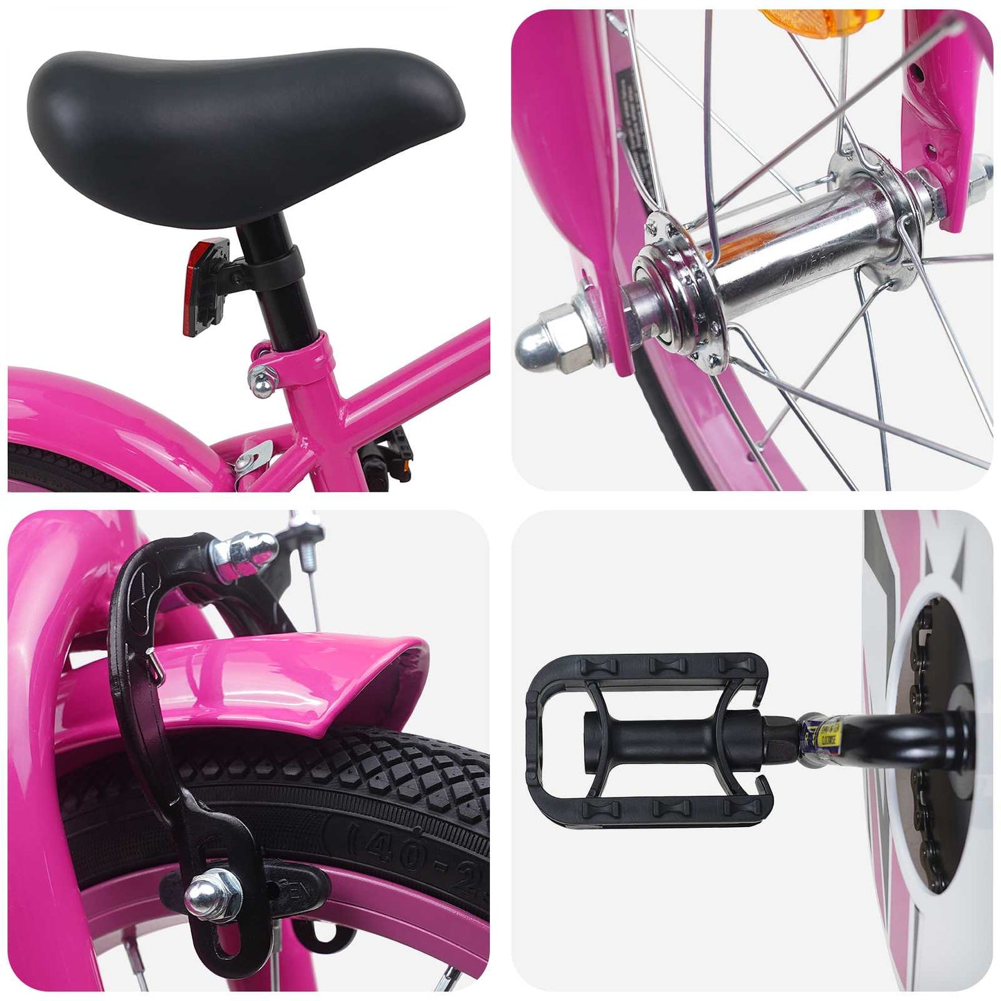 vidaXL Kids Bike 14 Inches for 3-5 Years Old Dark Pink