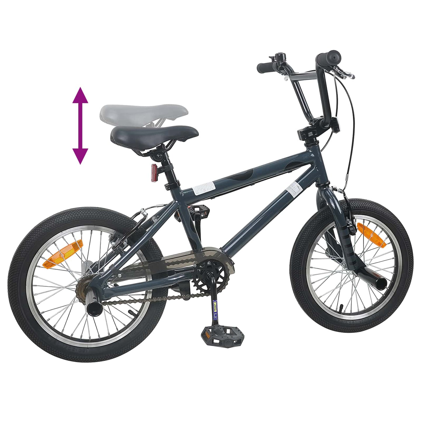 vidaXL BMX Bike 16 Inches for 5-8 Years Old Dark Grey