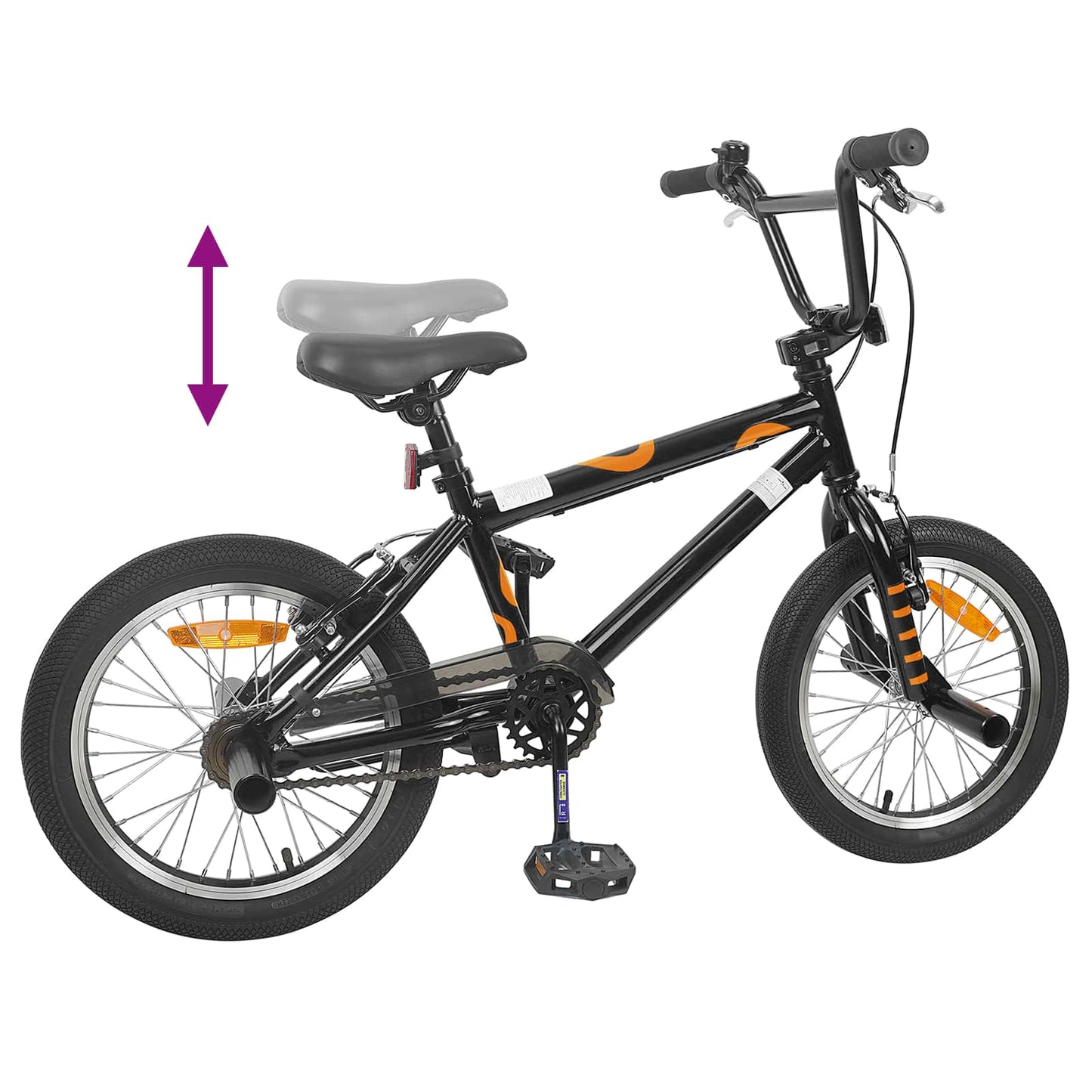 vidaXL BMX Bike 16 Inches for 5-8 Years Old Black