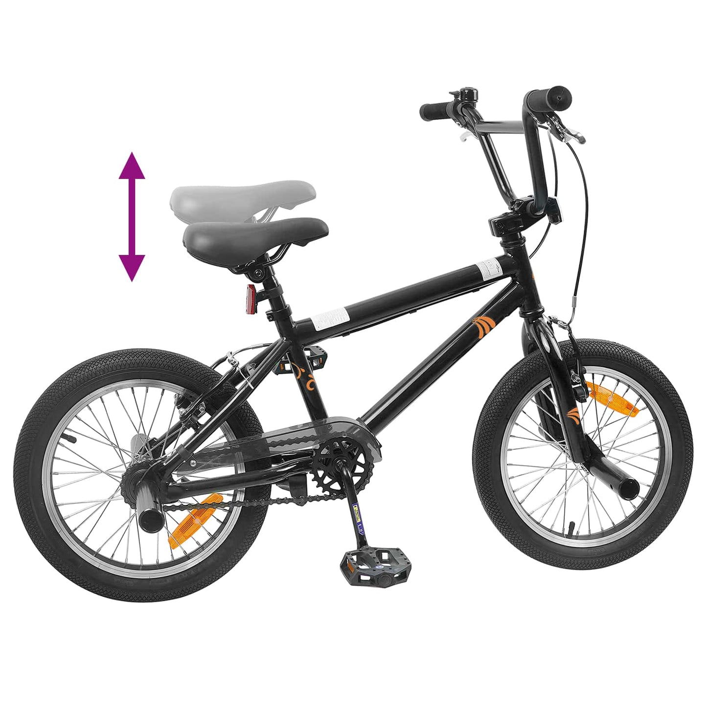 vidaXL BMX Bike 16 Inches for 5-8 Years Old Black