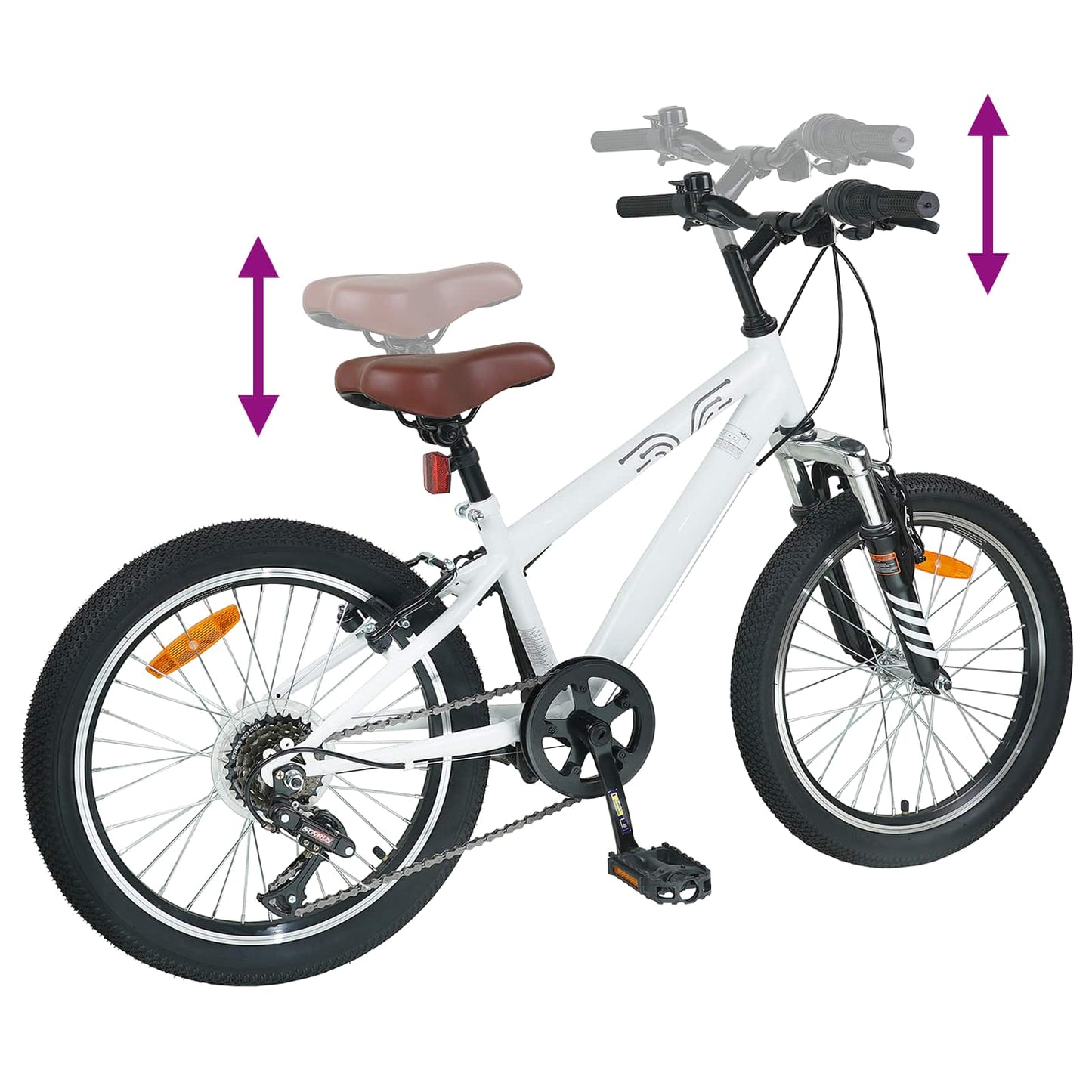 vidaXL Mountain Bike 20 Inches 6-Speed for 5-8 Years Old White